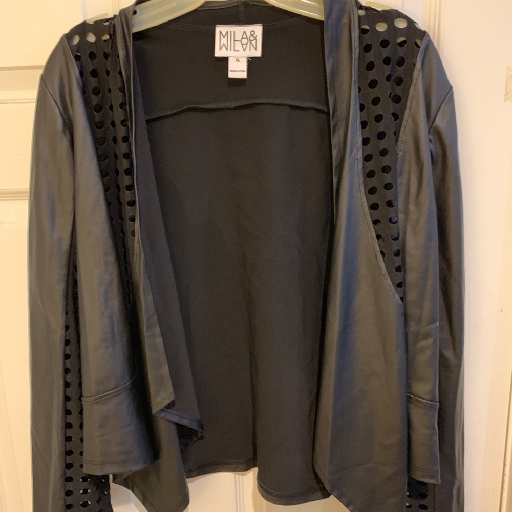 Fake leather lightweight jacket/cardigan